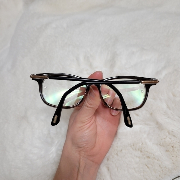 Tom Ford Glasses Frames Slight Rounded Square Optical Frame Black Brown main image 4